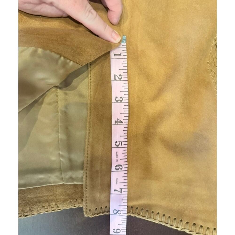 Vintage 90s Doncaster Suede Leather Straight Skirt Sz 8 Warm Tan Boho Western - Picture 8 of 8